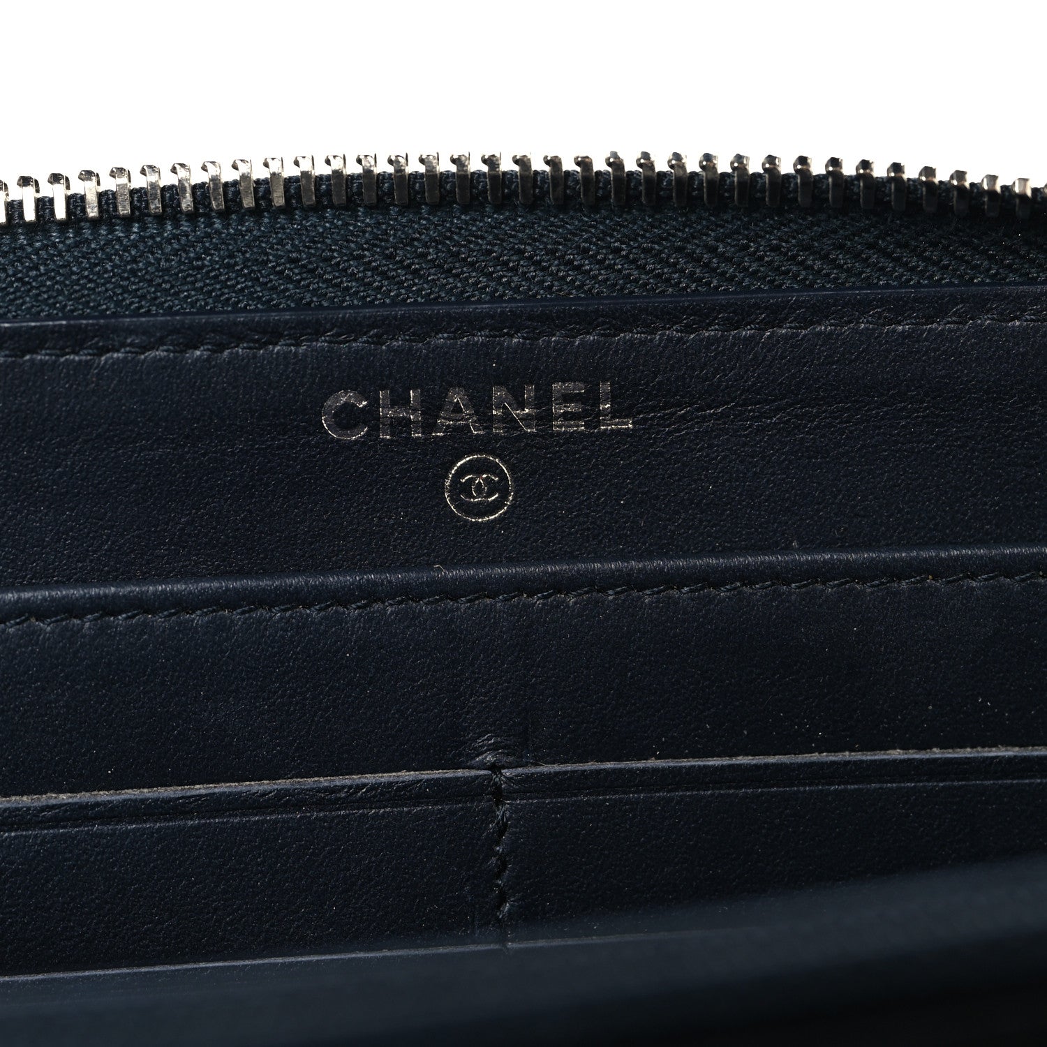 Chanel Denim Deauville Zip Around Wallet Dark Blue 6 of 8
