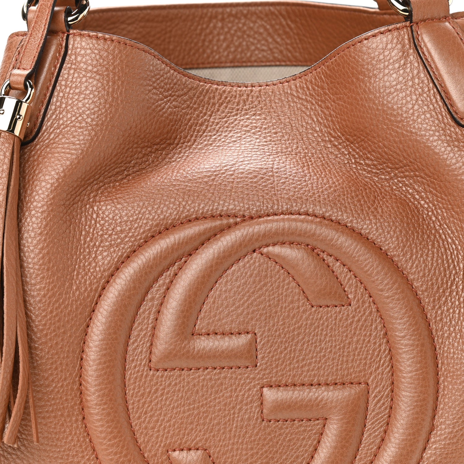 Gucci Metallic Pebbled Calfskin Medium Soho Shoulder Bag Pink 8 of 10