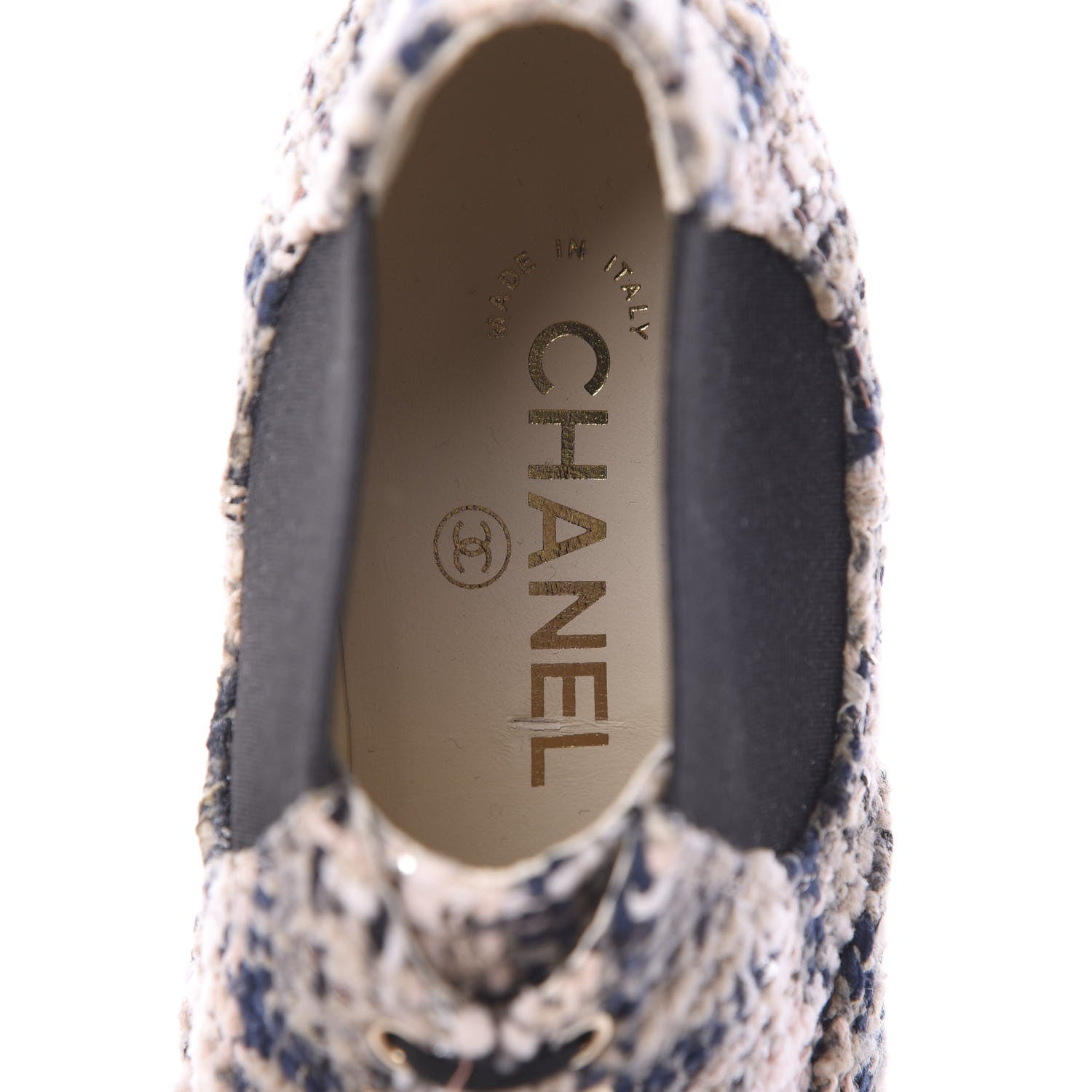 Chanel Tweed Grosgrain Cap Toe CC Short Boots 38.5 Beige Black Pink 7 of 9