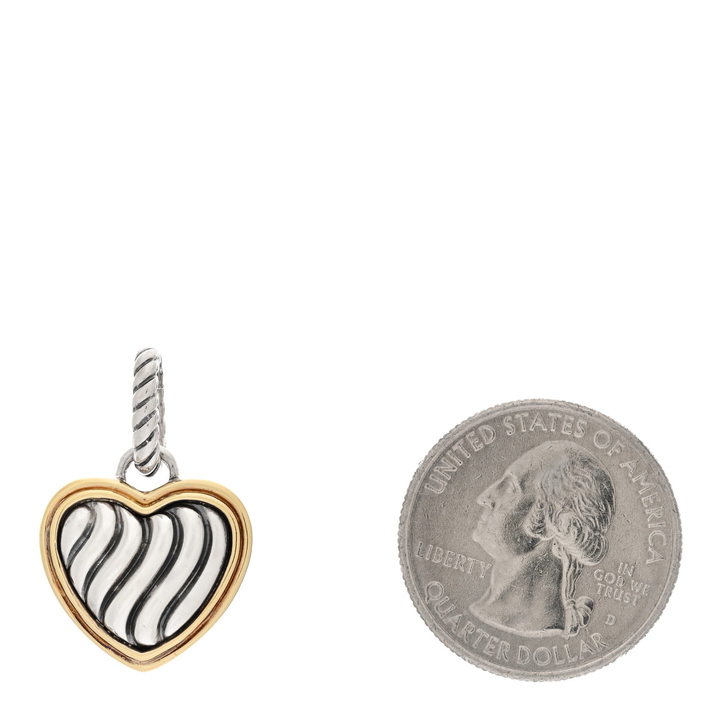 DAVID YURMAN Sterling Silver 18K Yellow Gold Cable Heart Pendant
