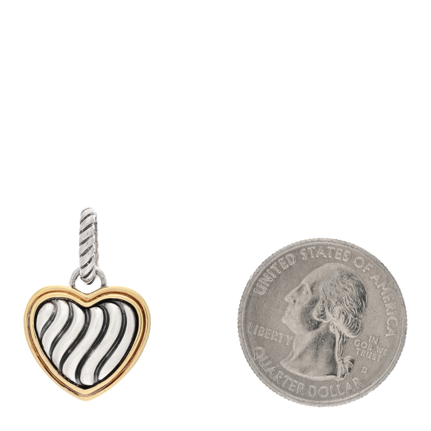 David Yurman DAVID YURMAN Sterling Silver 18K Yellow Gold Cable Heart Pendant 2 of 4