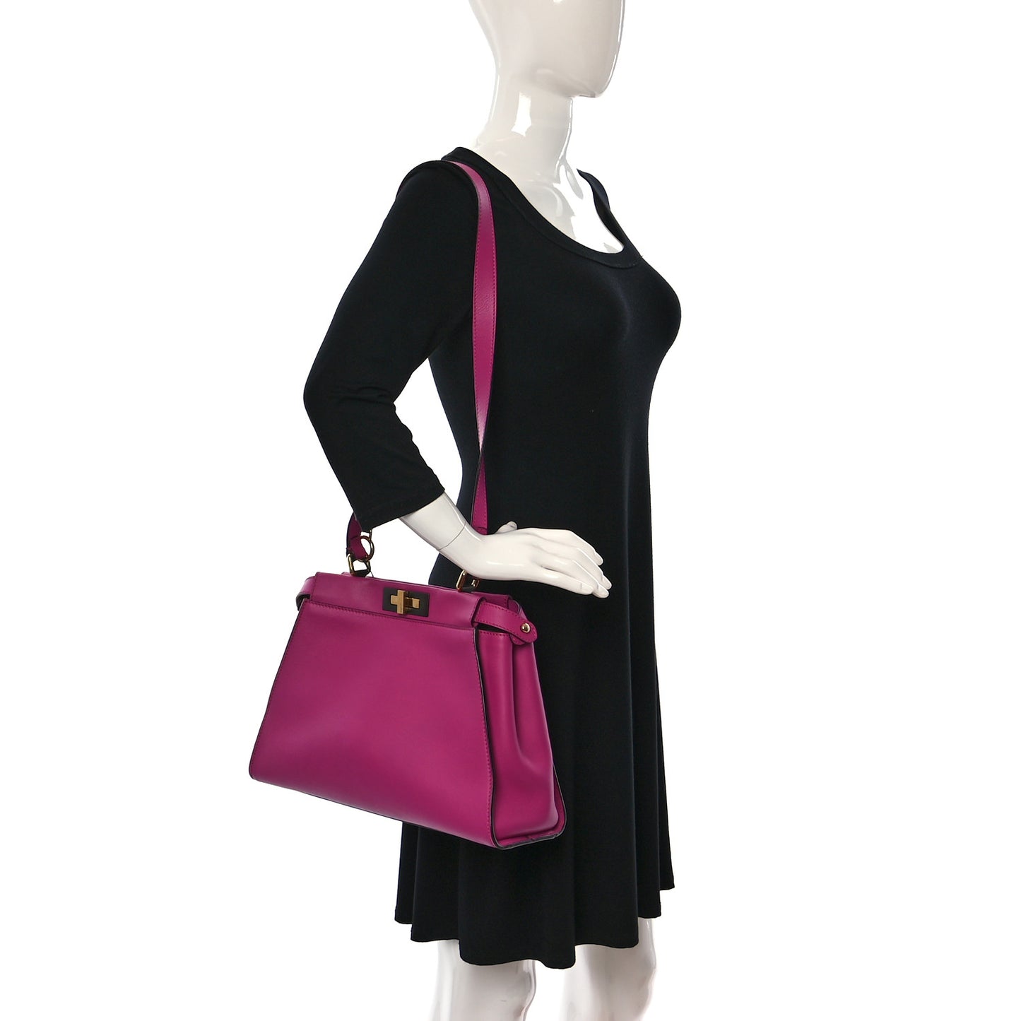 Vitello Seta Medium Peekaboo Iconic Satchel Magenta