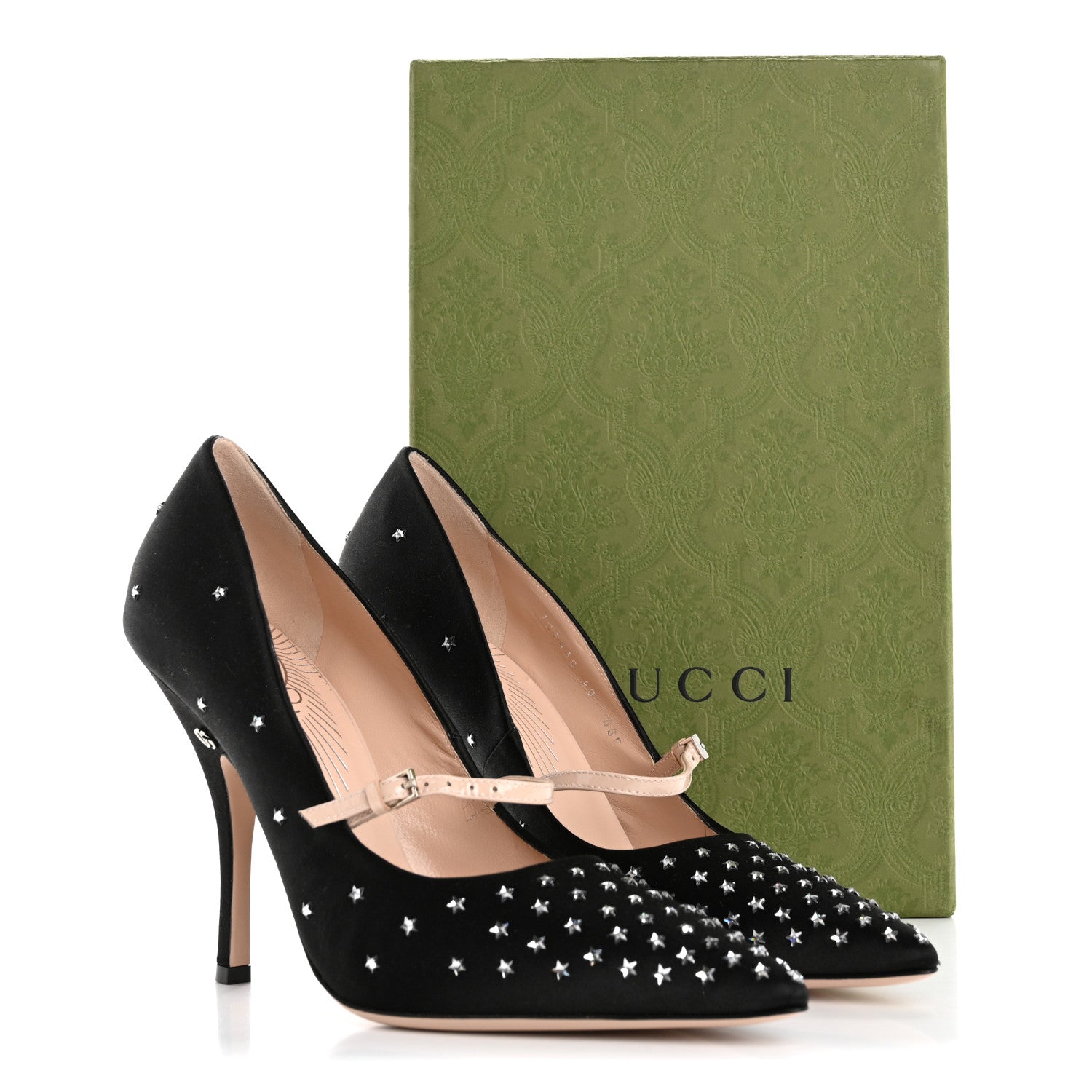 Gucci Silk Satin Star Studded Pumps 40 Black 10 of 10