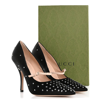 Gucci Silk Satin Star Studded Pumps 40 Black 10 of 10