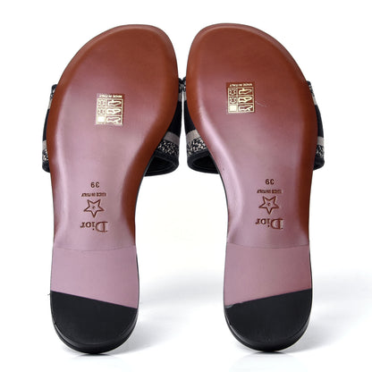 Christian Dior Canvas Embroidered Dway Mules Slide Sandals 39 Deep Blue 5 of 6
