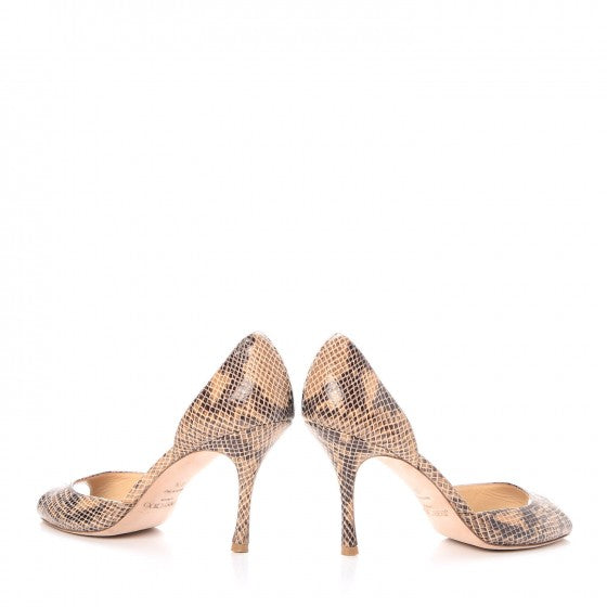 Python D'Orsay Peep Toe Pumps 37.5 Beige