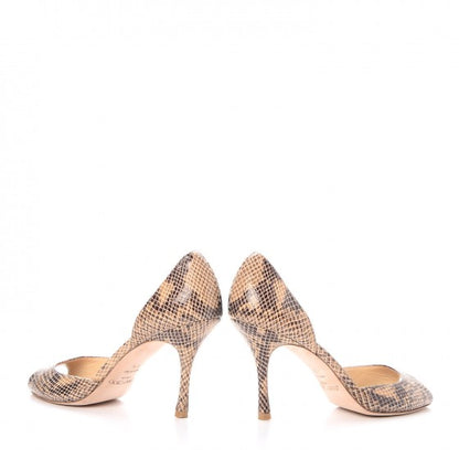 Jimmy Choo Python D'Orsay Peep Toe Pumps 37.5 Beige 9 of 9