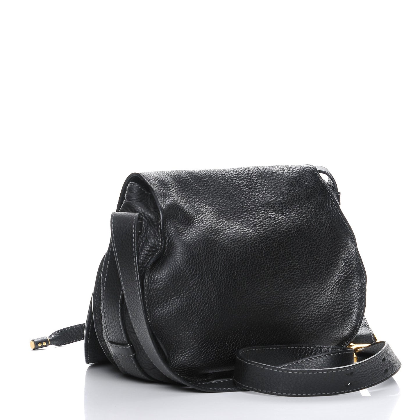 Calfskin Medium Marcie Round Crossbody Bag Black