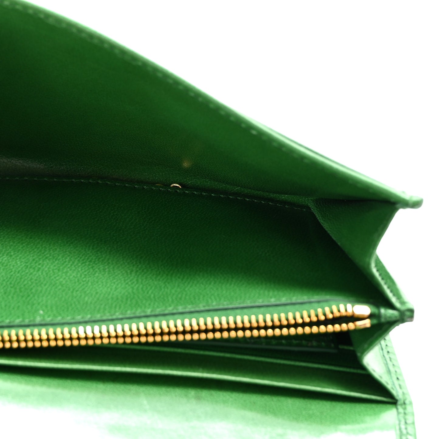 Goatskin Woven Continental Flap Wallet Verde