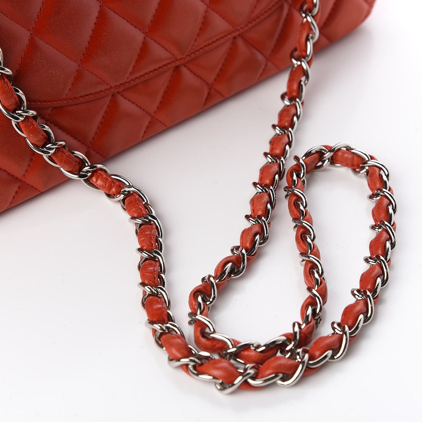 Lambskin Quilted Jumbo Double Flap Red