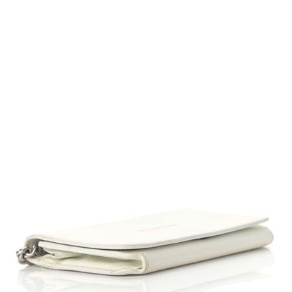 Balenciaga Grained Calfskin Logo Cash Phone Holder Wallet On Chain White Fluo Pink 4 of 14