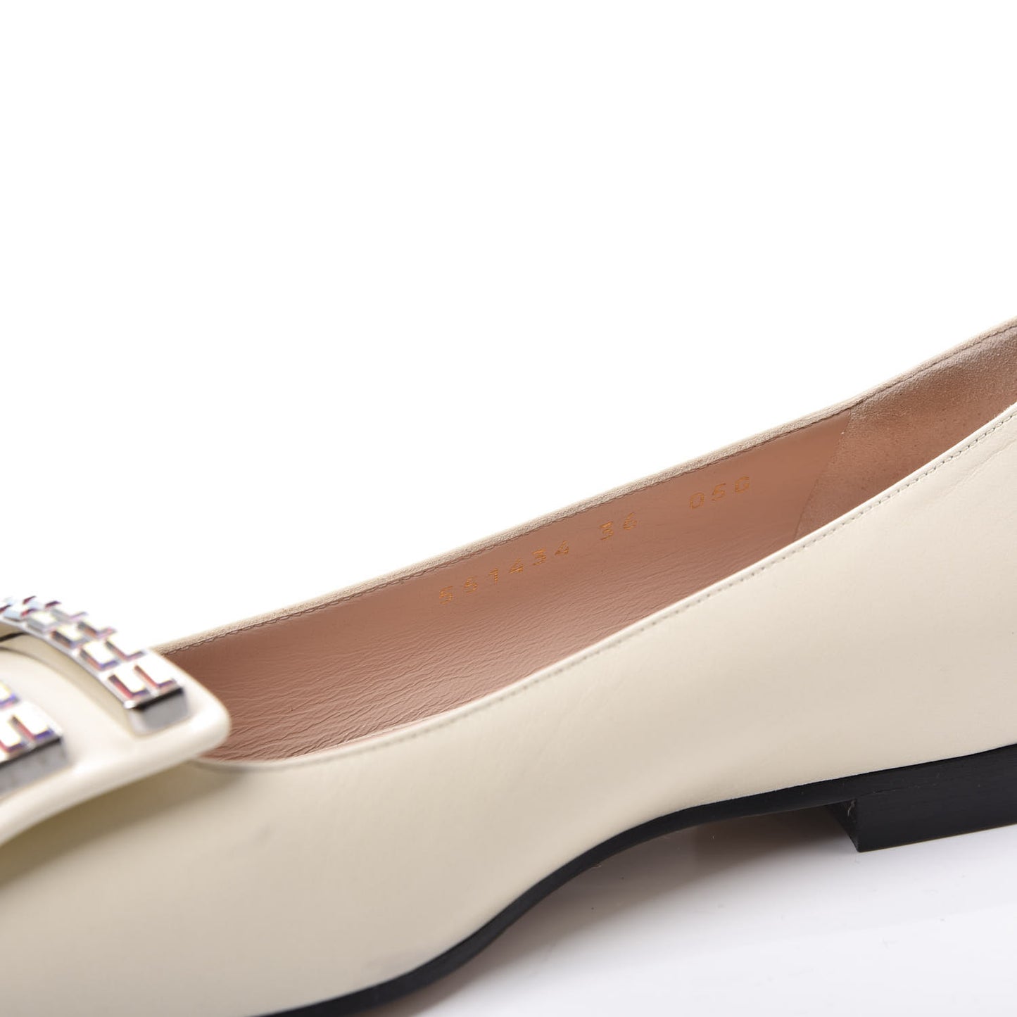 Malaga Kid Crystal Square G Madelyn Ballet Flats 36 Vintage White