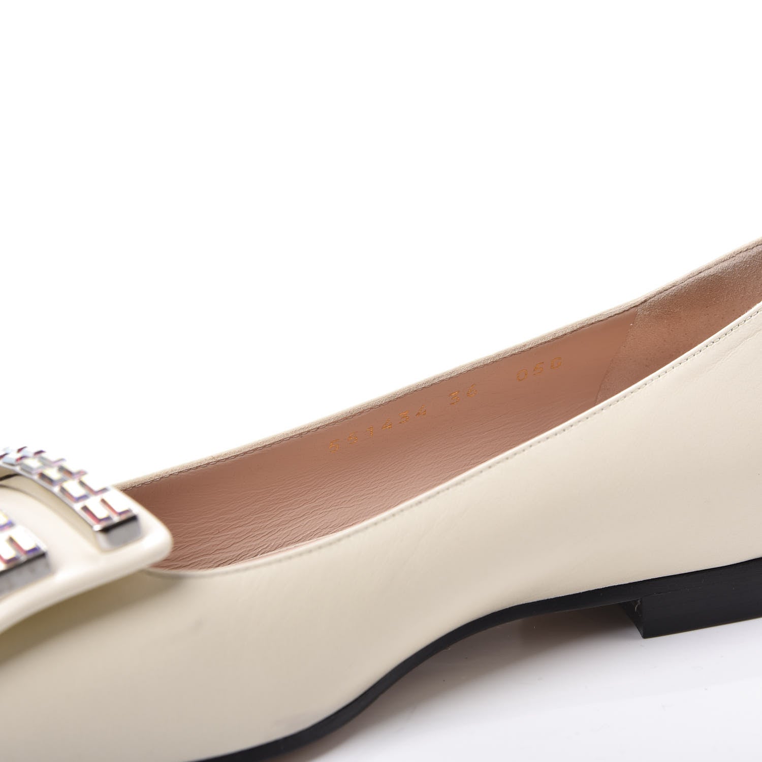 Gucci Malaga Kid Crystal Square G Madelyn Ballet Flats 36 Vintage White 8 of 9