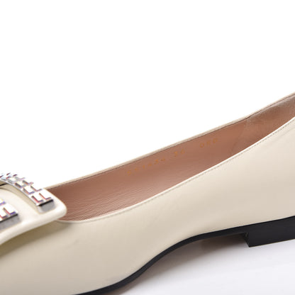 Gucci Malaga Kid Crystal Square G Madelyn Ballet Flats 36 Vintage White 8 of 9
