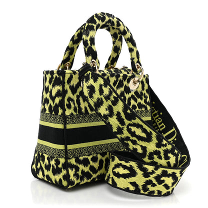 Christian Dior Canvas Mizza Embroidered Medium Lady D-Lite Lime Pop 3 of 8