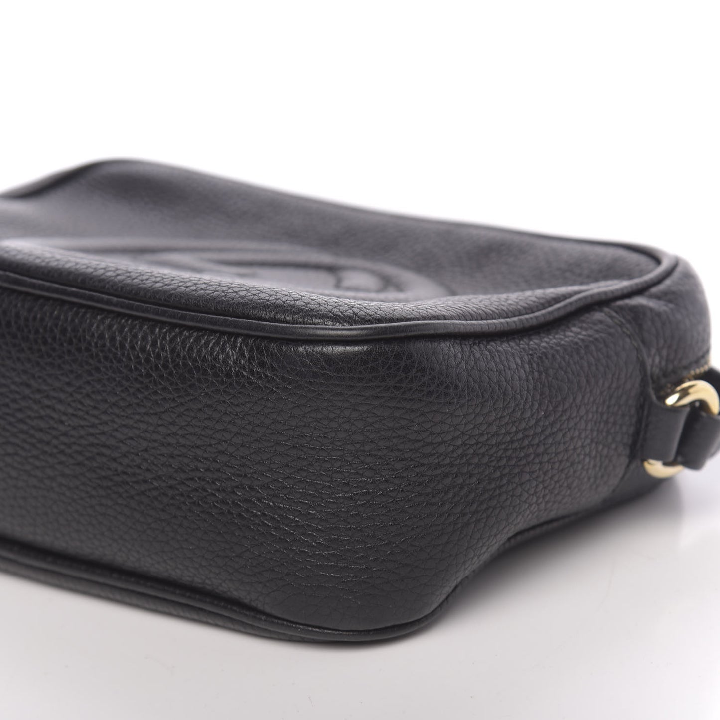 Pebbled Calfskin Small Soho Disco Bag Black