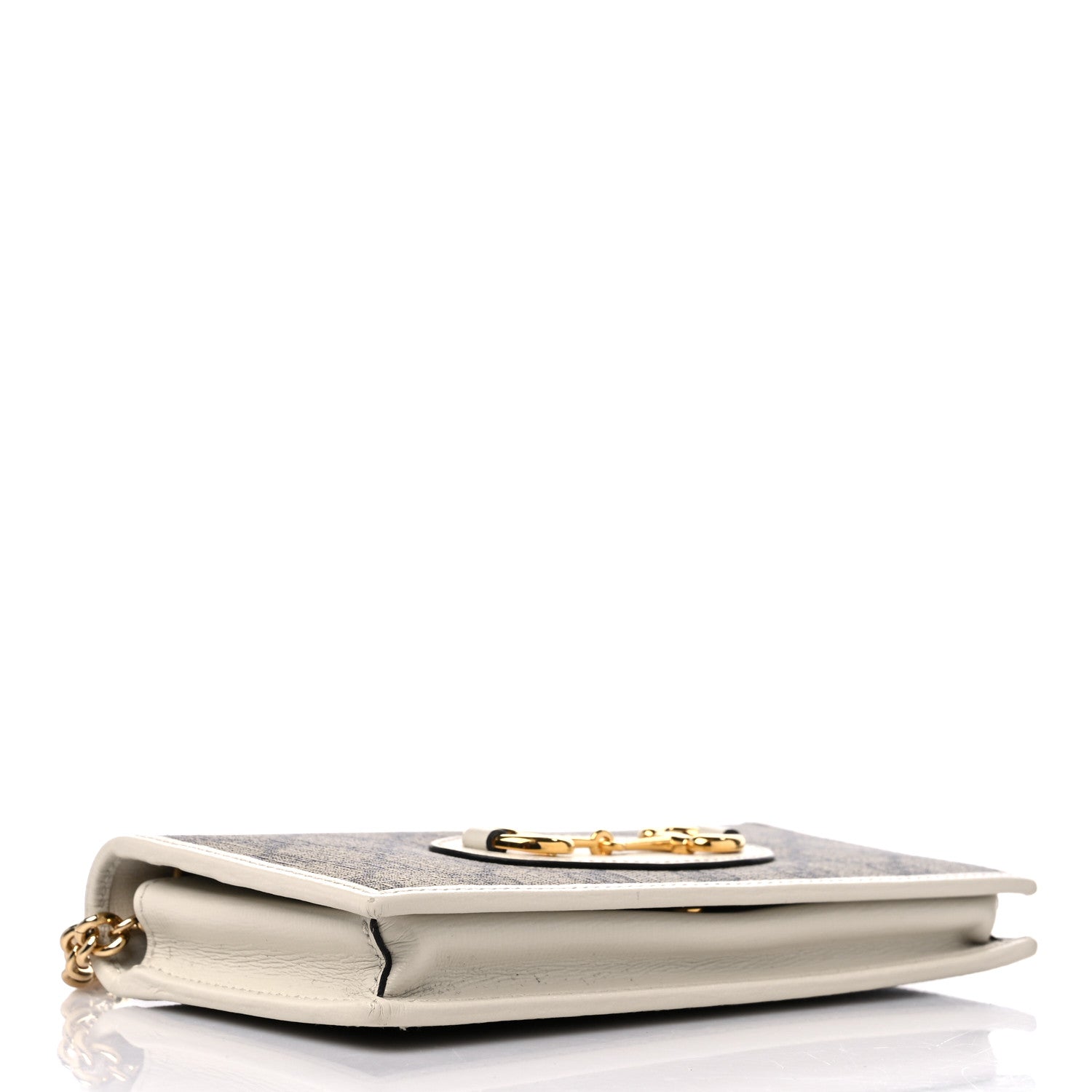 Gucci GG Supreme Monogram Azalea Calfskin Horsebit 1955 Wallet On Chain Beige Ebony Mystic White 4 of 8