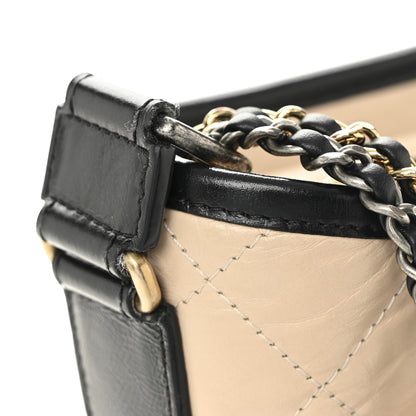 Chanel Aged Calfskin Quilted Medium Gabrielle Hobo Beige Black 12 of 12