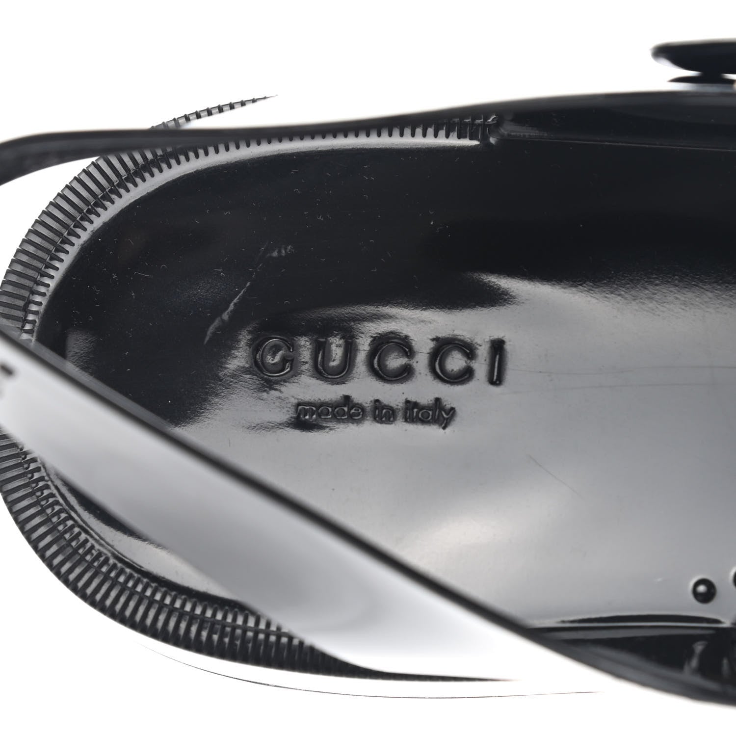 Gucci Shiny Rubber Double G Buckle Strap Sandals 40 Black 12 of 16