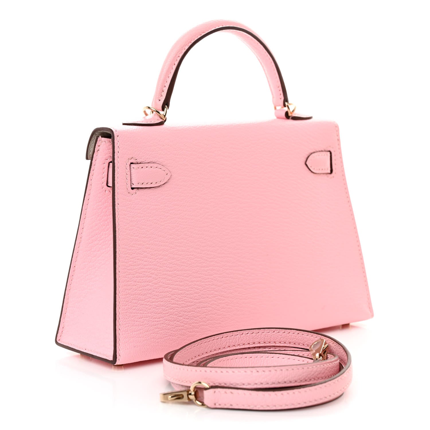Hermes Chevre Mysore Horseshoe Mini Kelly Sellier 20 Rose Sakura Gris Perle 2 of 9