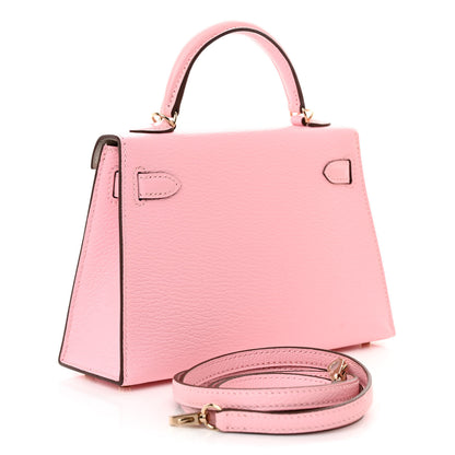 Hermes Chevre Mysore Horseshoe Mini Kelly Sellier 20 Rose Sakura Gris Perle 2 of 9