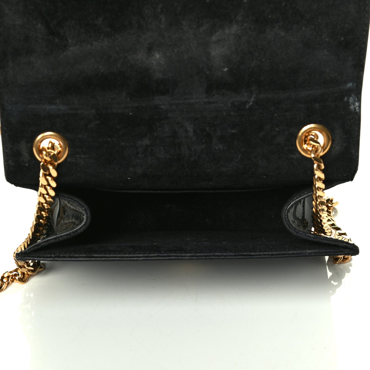 Patent Small Classic Monogram Kate Tassel Satchel Black