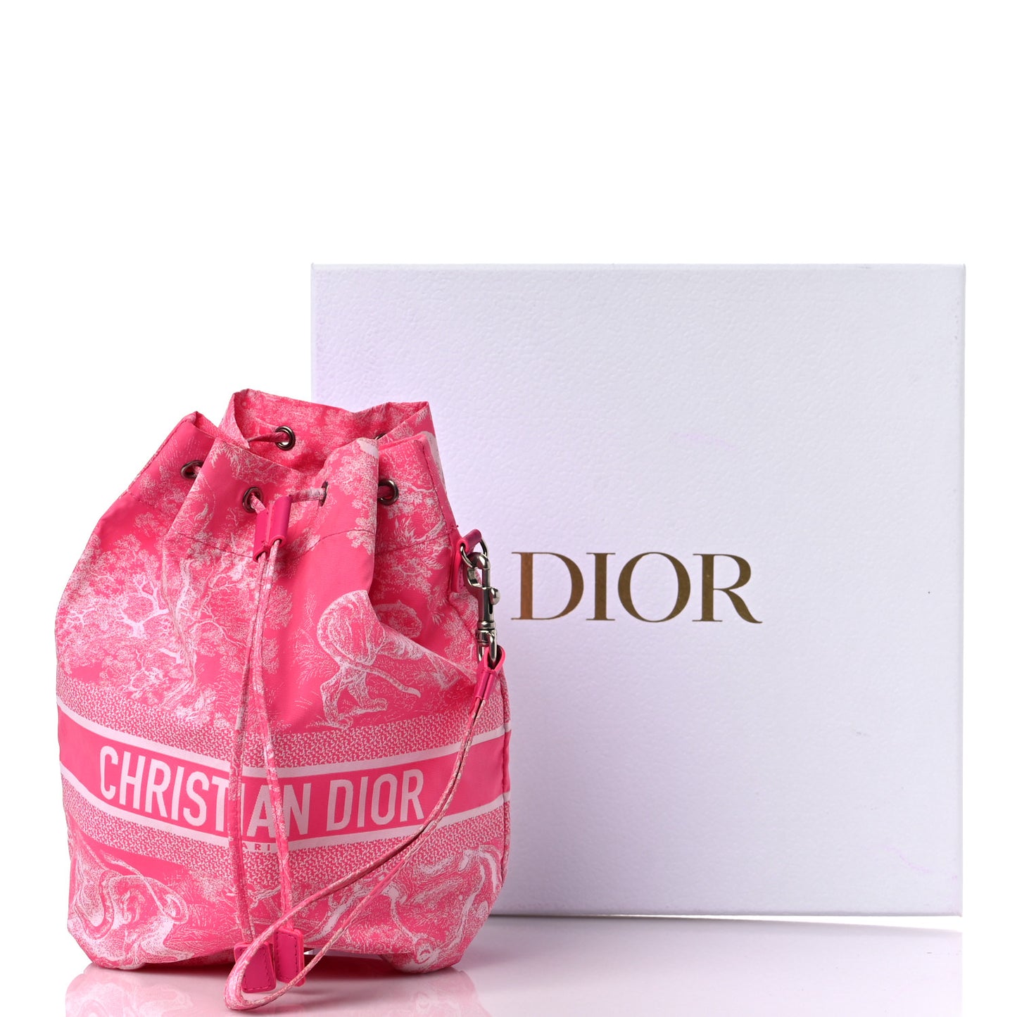 Technical Fabric Embroidered Toile De Jouy DiorTravel Pouch Fuchsia