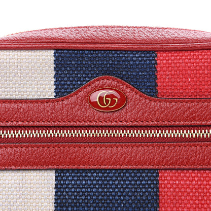 Gucci Canvas Sylvie Stripe Mini Ophidia Camera Bag Mystic White Hibiscus Red Maritime 10 of 11
