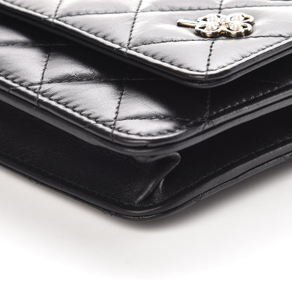 Chanel Aged Calfskin Quilted Lucky Charms 2.55 Reissue Wallet On Chain WOC Black 10 of 11