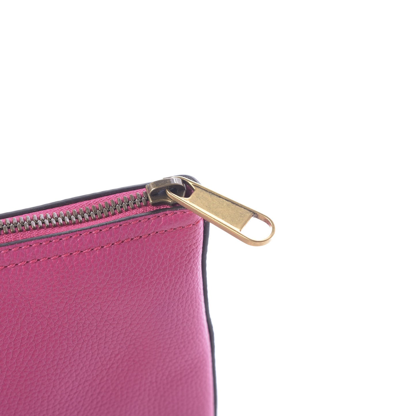 Pebbled Calfskin Medium Logo Portfolio Clutch Box Pink Green