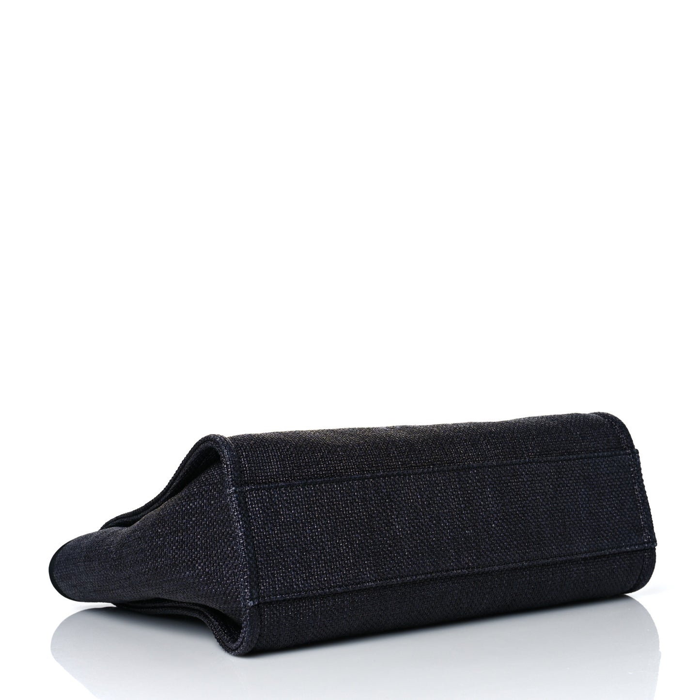 Woven Straw Raffia Small Deauville Tote Black