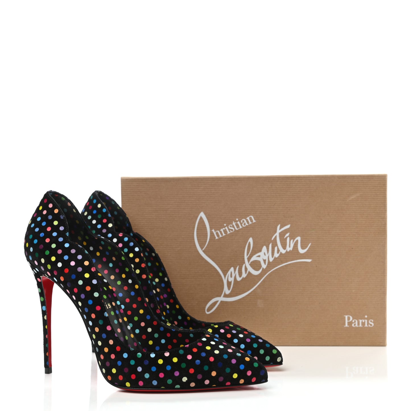 Suede Polka Dot Hot Chick 100 Pumps 39.5 Black Multicolor