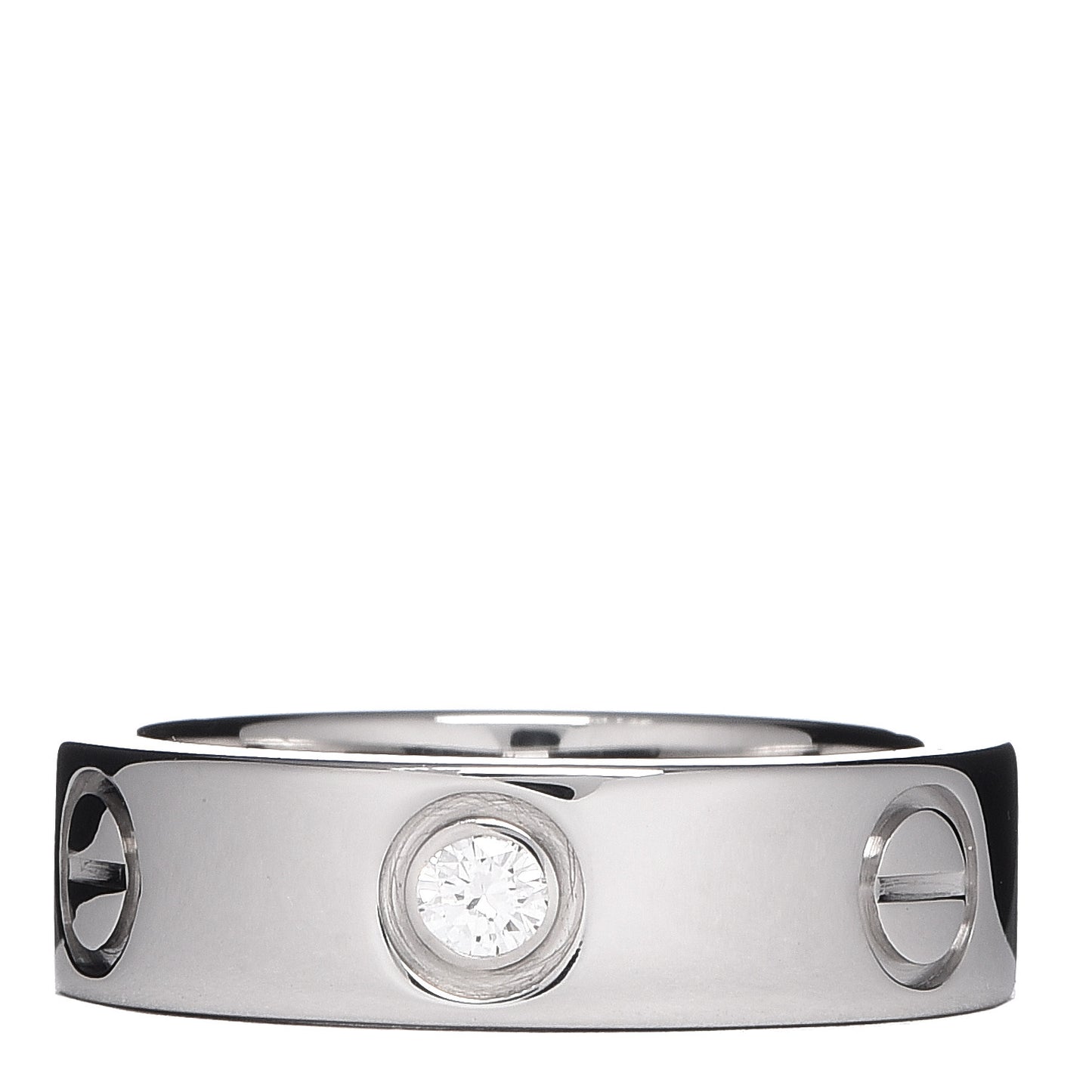 18K White Gold 3 Diamond 5.5mm LOVE Ring 51 5.75