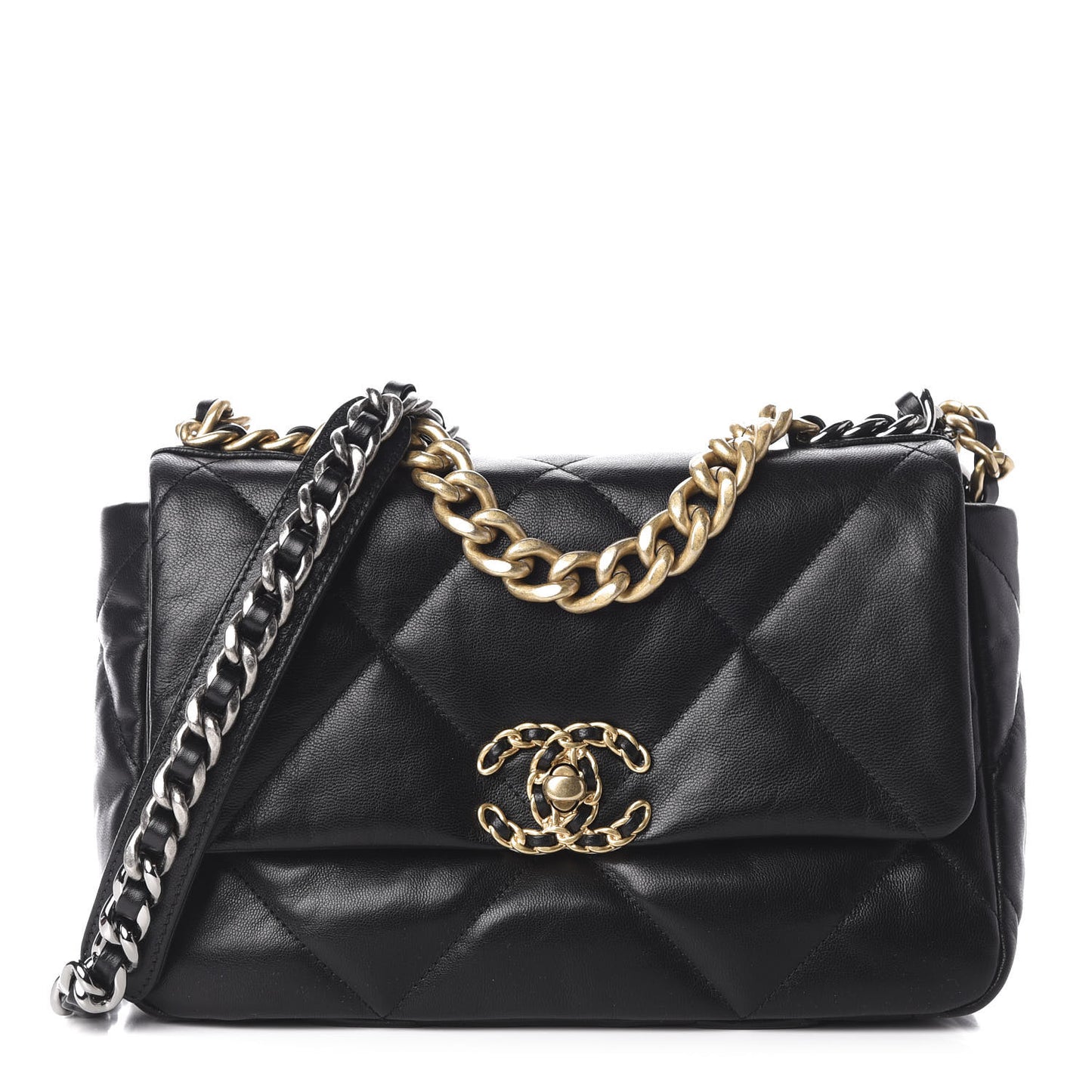 Lambskin Quilted Medium 19 Flap Black
