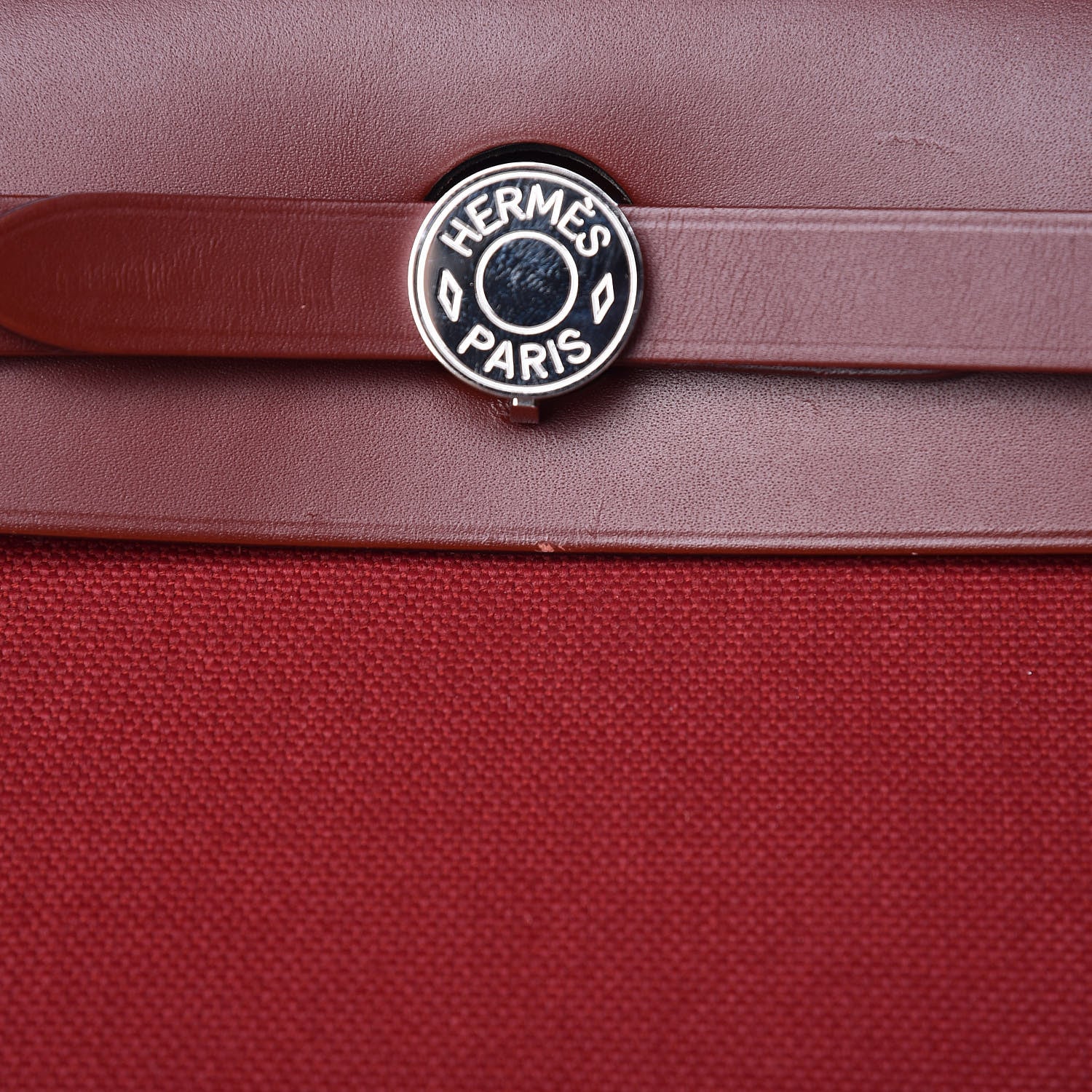 Hermes Vache Hunter Toile Herbag Zip 31 PM Rouge Grenat Rouge H 11 of 12