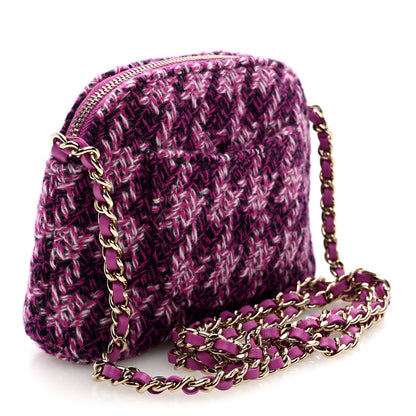 Chanel Tweed Quilted Mini Clutch With Chain Purple 3 of 11