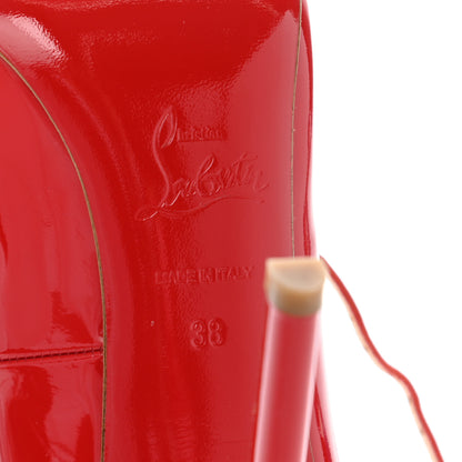 Christian Louboutin Patent V Neck 120 Pumps 38 Rouge Lipstick 6 of 14