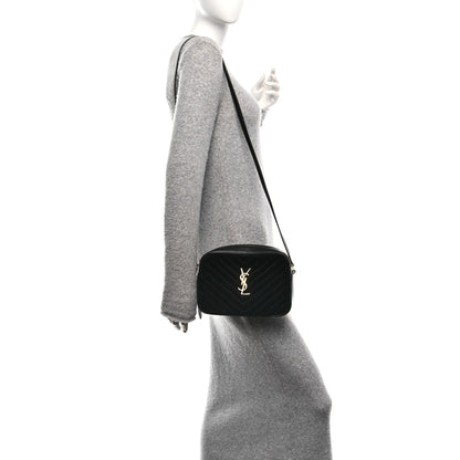 Saint Laurent Suede Calfskin Matelasse Monogram Lou Camera Bag Black 2 of 10