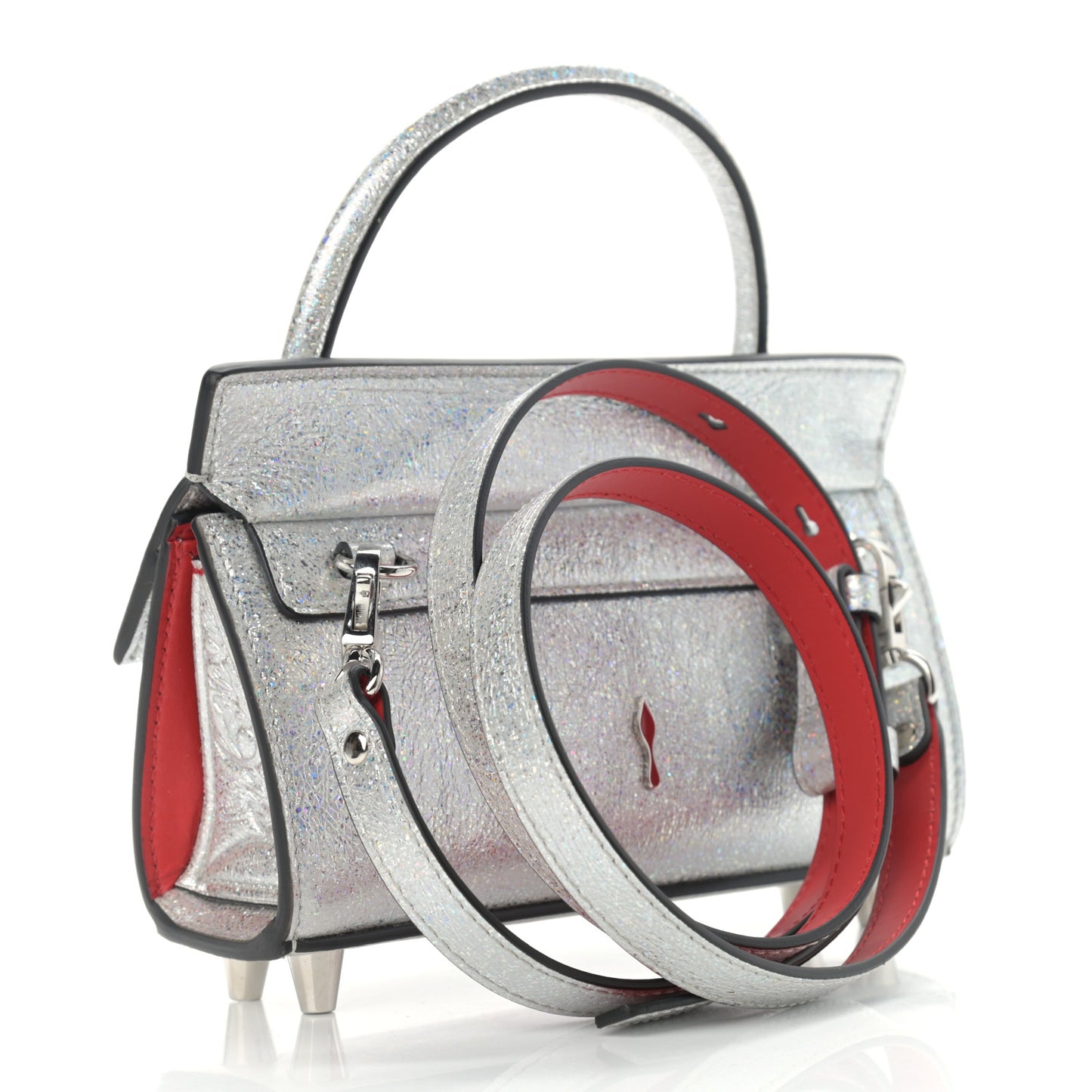 Metallic Calfskin Paloma Top Handle Shoulder Bag Silver