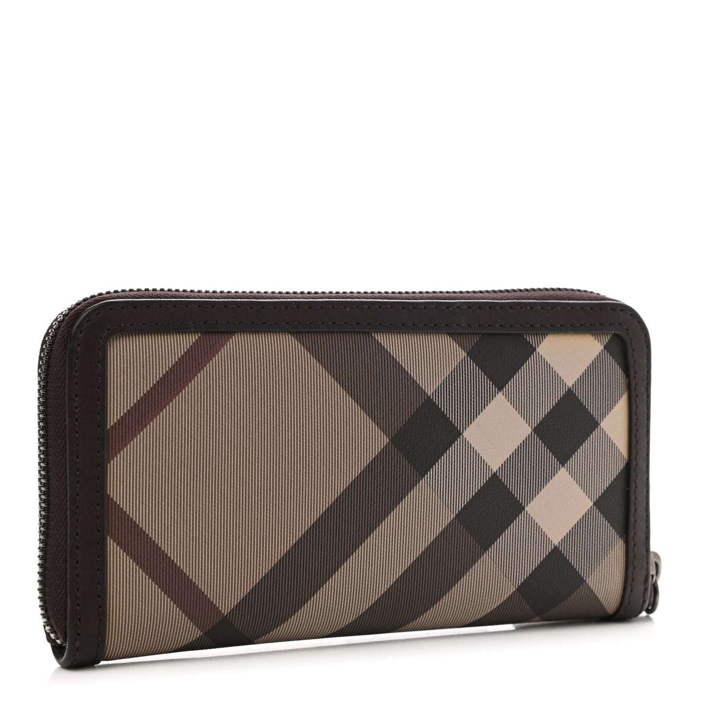 Smoked Check Zip Around Wallet Chocolate