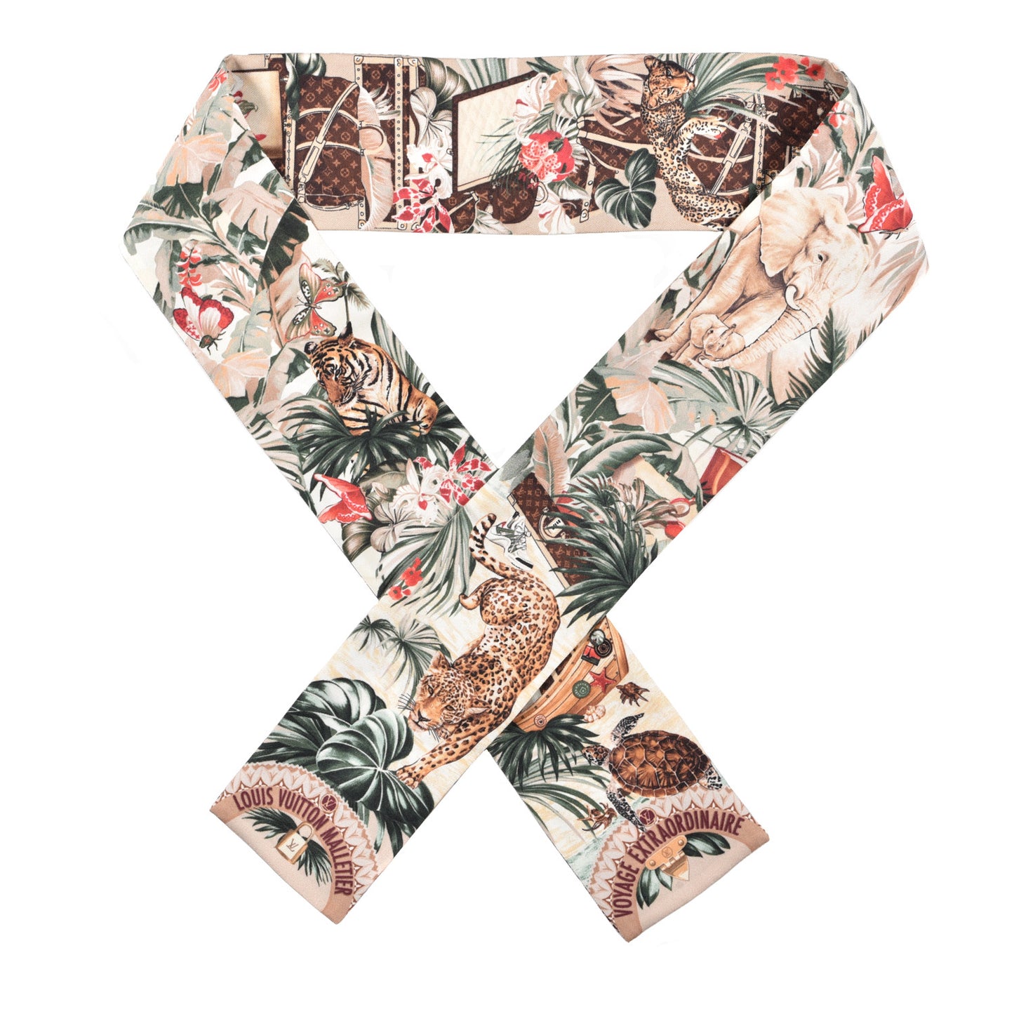 Silk Voyage Extraordinaire Bandeau Scarf Beige