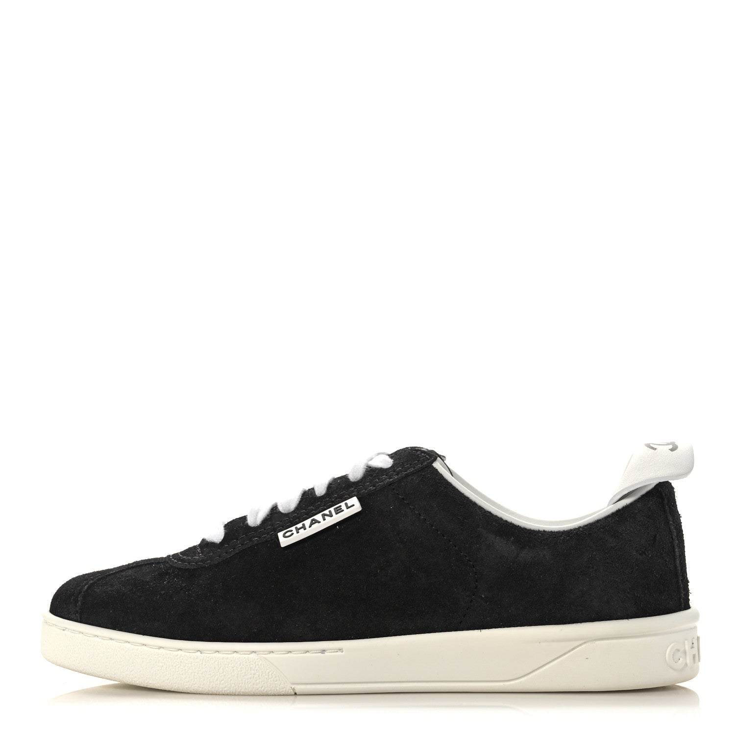 Chanel Suede Womens CC Sneakers 37 Black 1 of 8