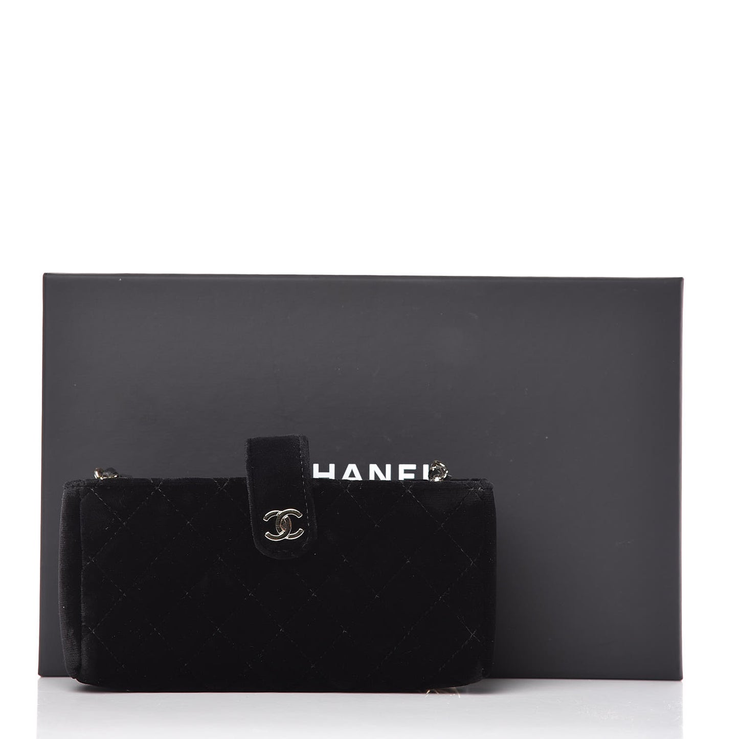 Velvet Quilted Small Clutch With Chain Black