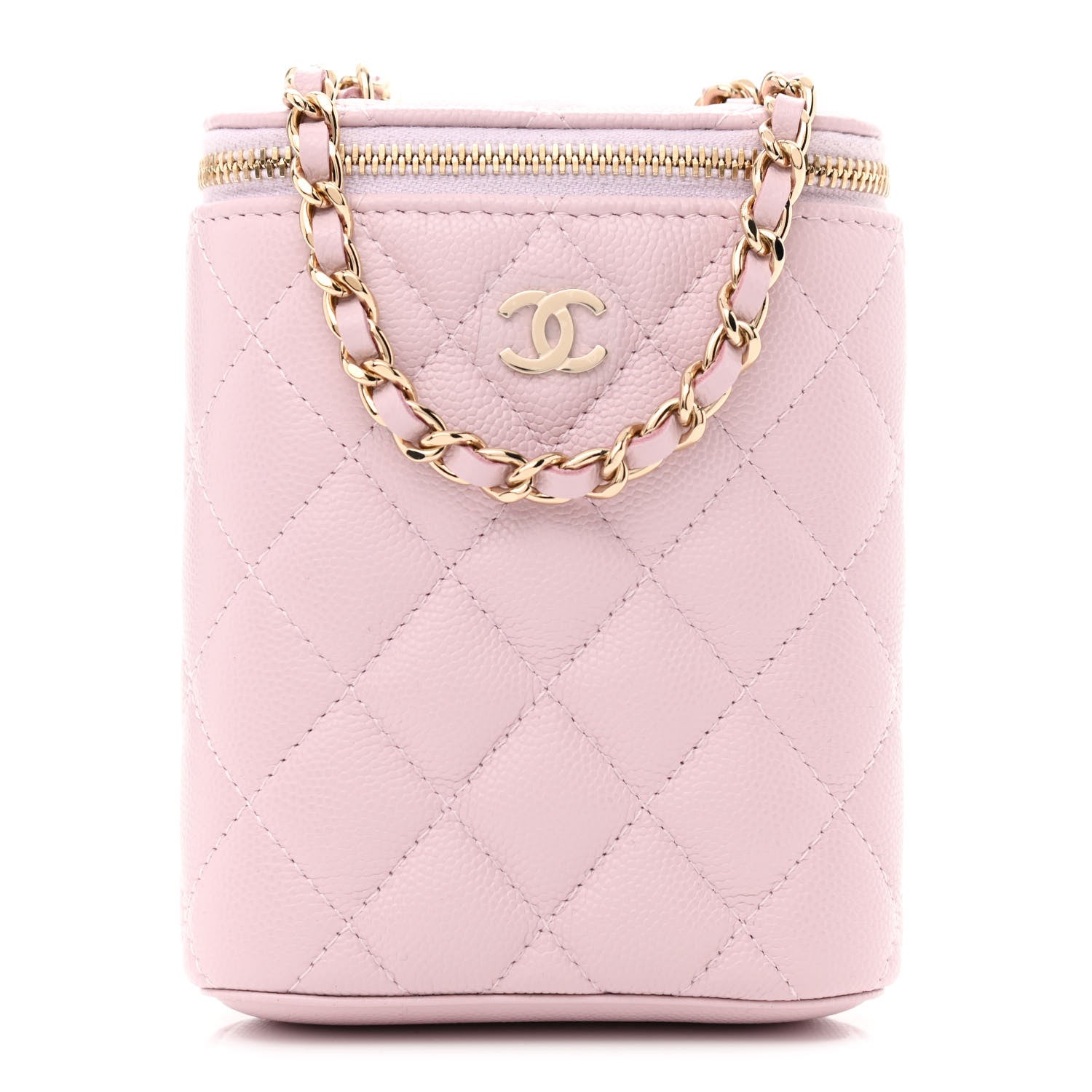 Chanel Caviar Quilted Small Vertical Coco Beauty Vanity Case With Chain Light Pink 1 of 11