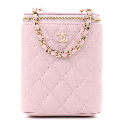 Chanel Caviar Quilted Small Vertical Coco Beauty Vanity Case With Chain Light Pink 1 of 11