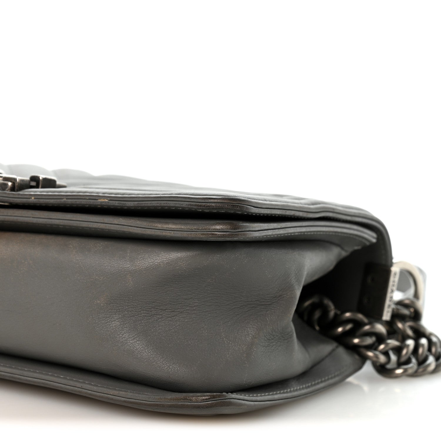Chanel Lambskin Chevron Quilted Medium Boy Flap Grey 10 of 12