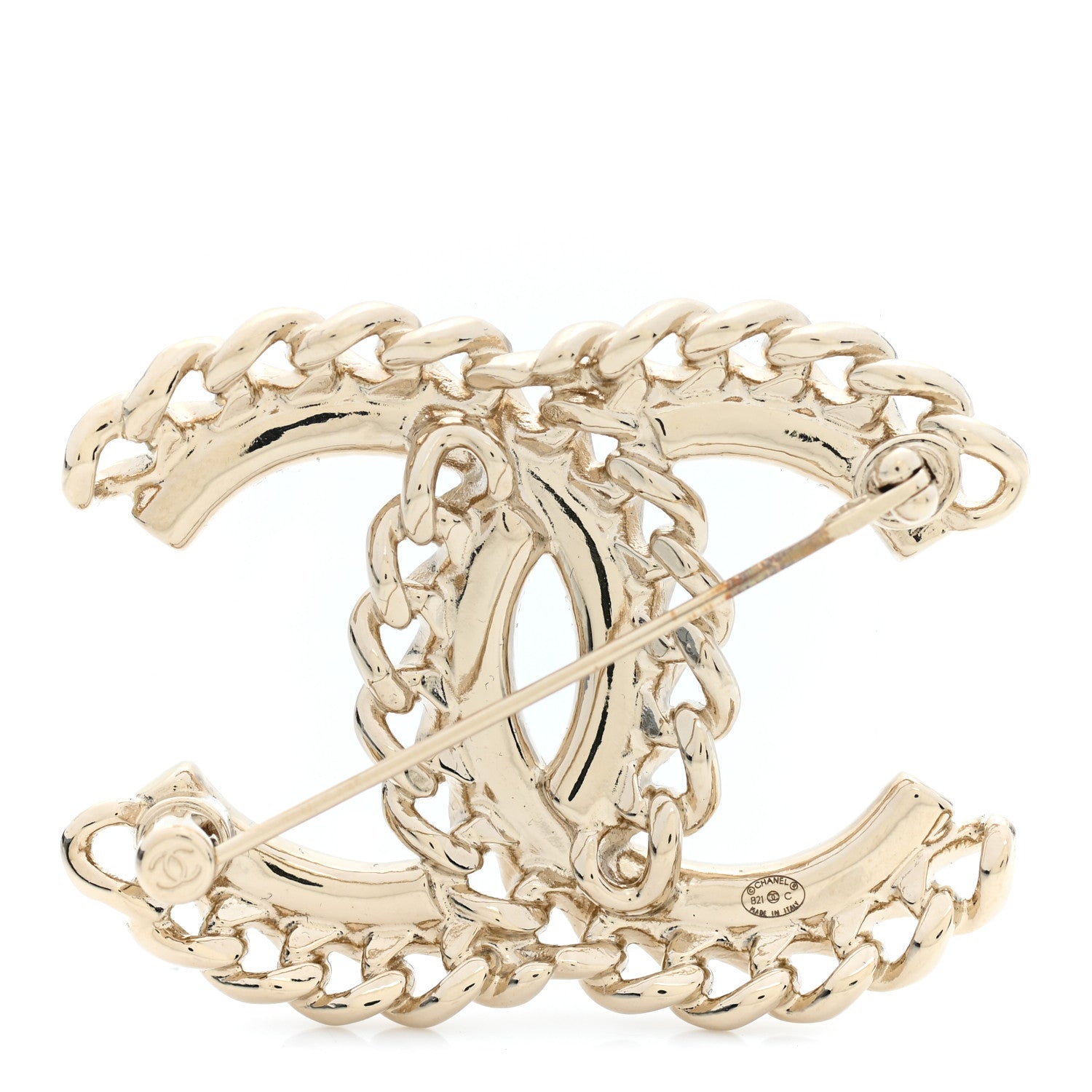 Chanel Crystal Chain CC Brooch Gold 3 of 5