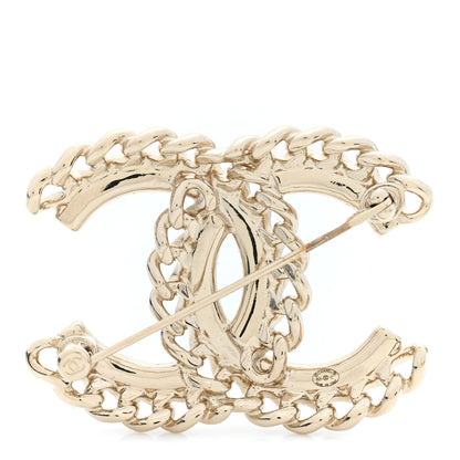 Chanel Crystal Chain CC Brooch Gold 3 of 5