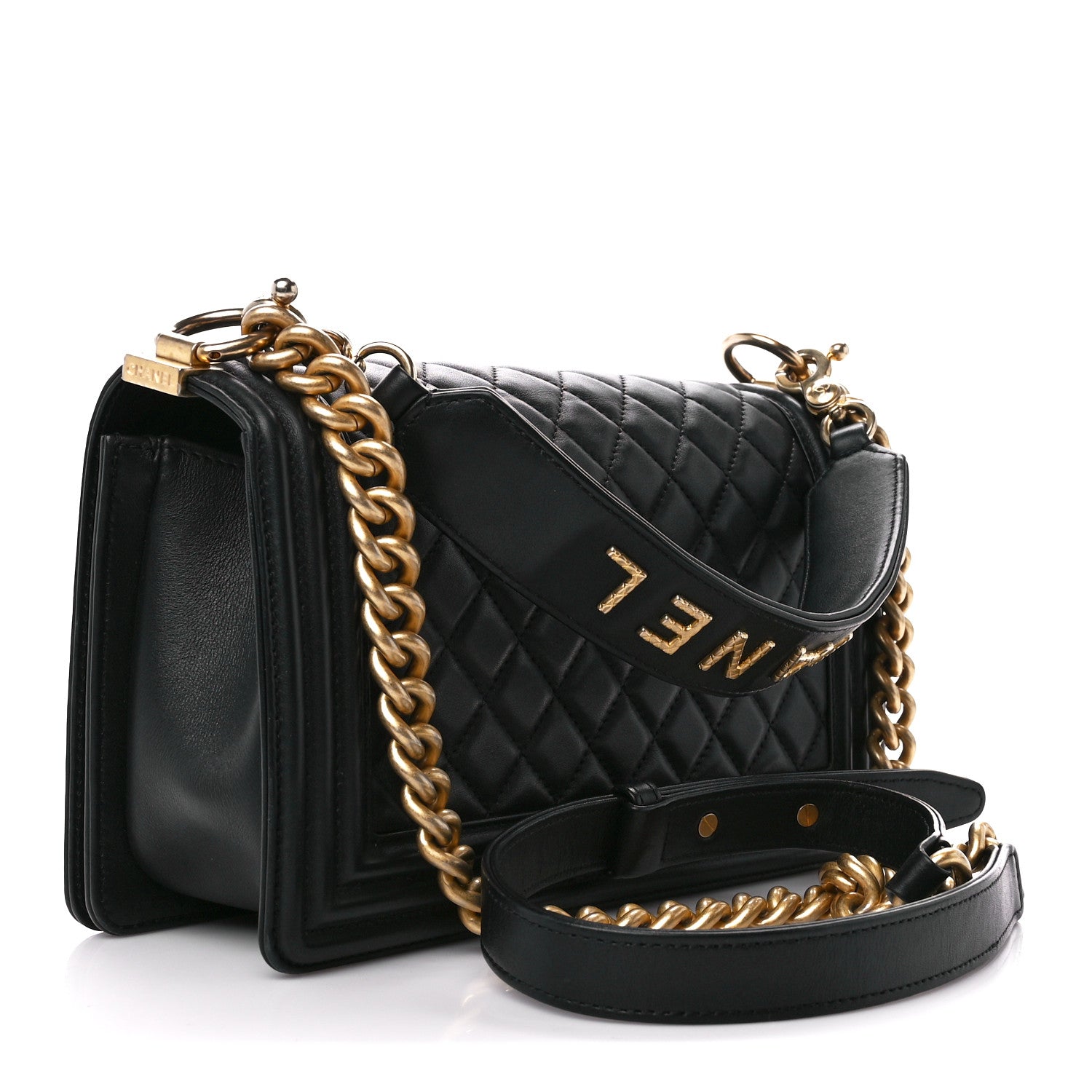 Chanel Calfskin Medium Boy Logo Top Handle Flap Black 3 of 11