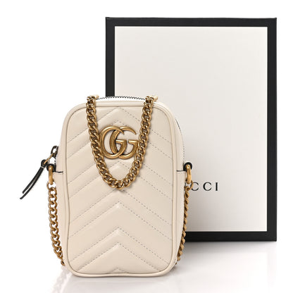 Gucci Calfskin Matelasse Mini GG Marmont Crossbody Bag White 10 of 10
